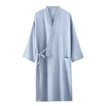 snilers Mens Robe Men Kimono Bathrobe Spa Sauna Yukata 3/4 Sleeve Nightgown Sleepwear Casual Solid Loungewear