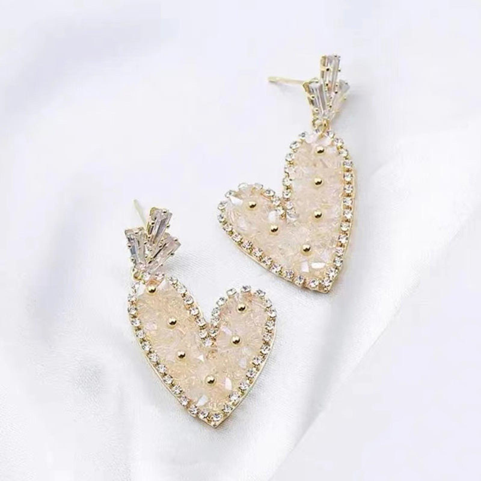 Kayannuo Gifts For Women Christmas Clearance Diamond Hollow Love Stud Earrings Temperament Inlaid Rhinestone Peach Heart Drop Earrings Christmas Gifts - image 4 of 8