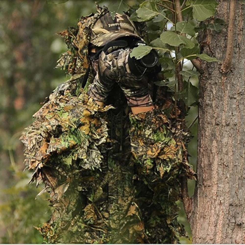 Ghillie Suit, Adult 3D Leafy Suit for Turkey Hunting, Turkey Hunting Gear, Ghillie Suit for Men, Lightweight Leafy Camo Suit for Jungle Hunting, Outdoor Game