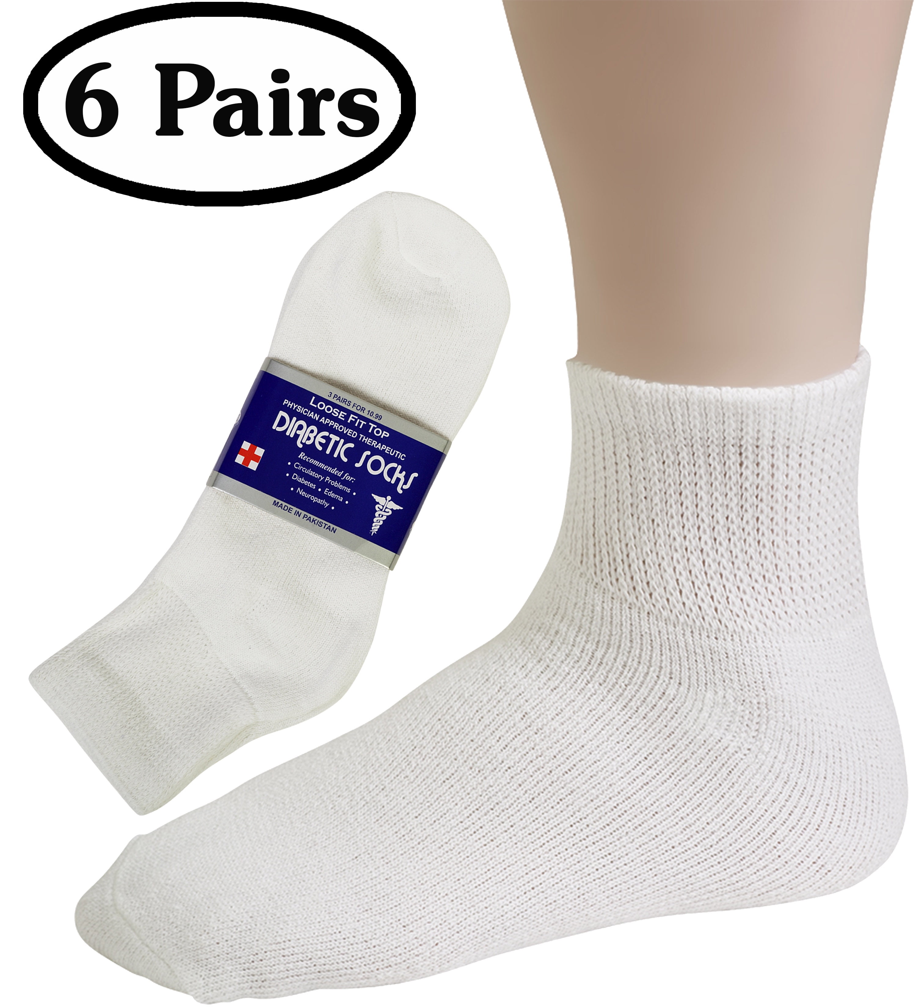 12 PAIRS OF MENS WHITE PHYSICIAN/'S CHOICE DIABETIC SOCKS LOWCUT SIZE 10-13