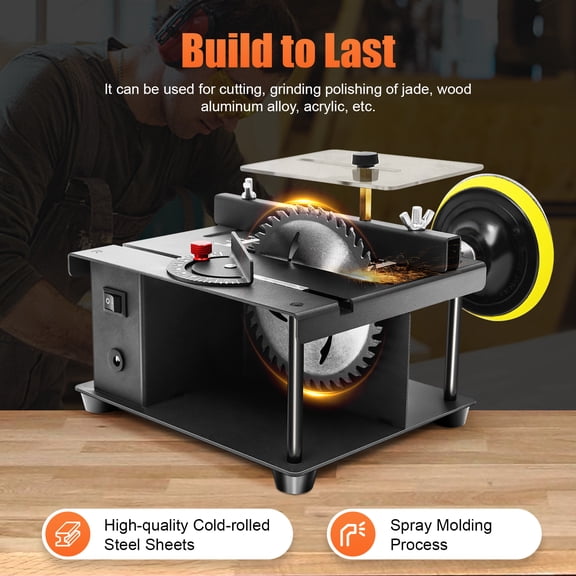 Mini Table Saw High Performance Cutting Tool Machine Adjustable Angle Wide Voltage