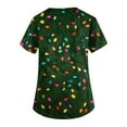 thumbnail image 3 of Garbnen Christmas Scrub Tops Women Stretchy V Neck Short Sleeve Fall Tops for Women Winter Fall Xmas Print Nursing Uniform with Pockets S-5xl, 3 of 4