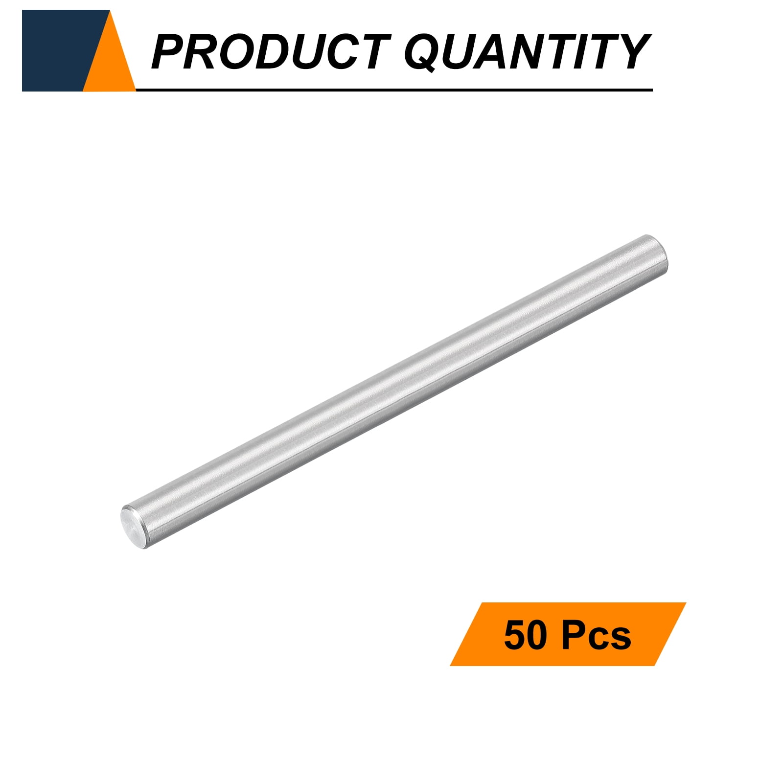 Uxcell 50pcs Dowel Pins M4(4mm) x 60mm 304 Stainless Steel Cylindrical Shelf Support Peg Pin Rod Fasten Elements for Metal Devices Wood Furniture DIY Installation, Silver
