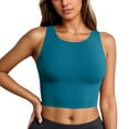 thumbnail image 1 of HNMKIU Women's Solid Color Tankini Swim Top Comfortable Breathable Shirt For Beach Pool Summer Water Activities Dark Green,S, 1 of 6