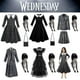 thumbnail image 1 of Conjunto de disfraces de fiesta de la serie Wednesday Addams para mujeres, niños y niñas, bolsa de vestir, pelucas, regalos de disfraces, 1 of 3