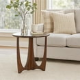 thumbnail image 7 of Benjara Natra Side End Table- 26" Round- Cutout Base- Dark Brown Solid Wood, 7 of 7