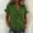 Army Green, variant on Women's Linen V-Neck Short Sleeve Blouse with Ruffled Hem for Casual Summer Wear
