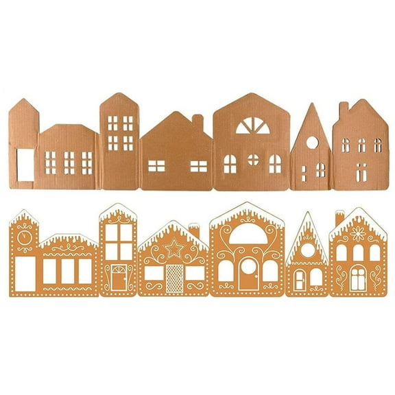 Gingerbread House Cardboard Kit,Gingerbread Christmas Decorations Indoor Paper House Village Figurine,Christmas Cardboard Castle Party Decoration Box Fort for Xmas Winter Birthday Holiday Party