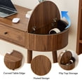 thumbnail image 5 of YOCWO Modern Home Office Desk with 2 Drawers and 2 Flip-top Storage, Oval Computer PC Desk Table, Vanity Desk with Fluted Curved Table Edge, Walnut, 5 of 9
