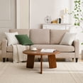thumbnail image 3 of Guyou 32" Round Coffee Table, French Farmhouse Solid Wood Side Table, Modern Accent Table for Living Room Bedroom Office Sofa Side, Walnut, 3 of 7