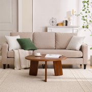 Guyou 32 Round Coffee Table, French Farmhouse Solid Wood Side Table, Modern Accent Table for Living Room Bedroom Office Sofa Side, Walnut