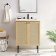 thumbnail image 2 of Modway Chaucer 24" Wood & Rattan Bathroom Vanity in Oak/White, 2 of 16