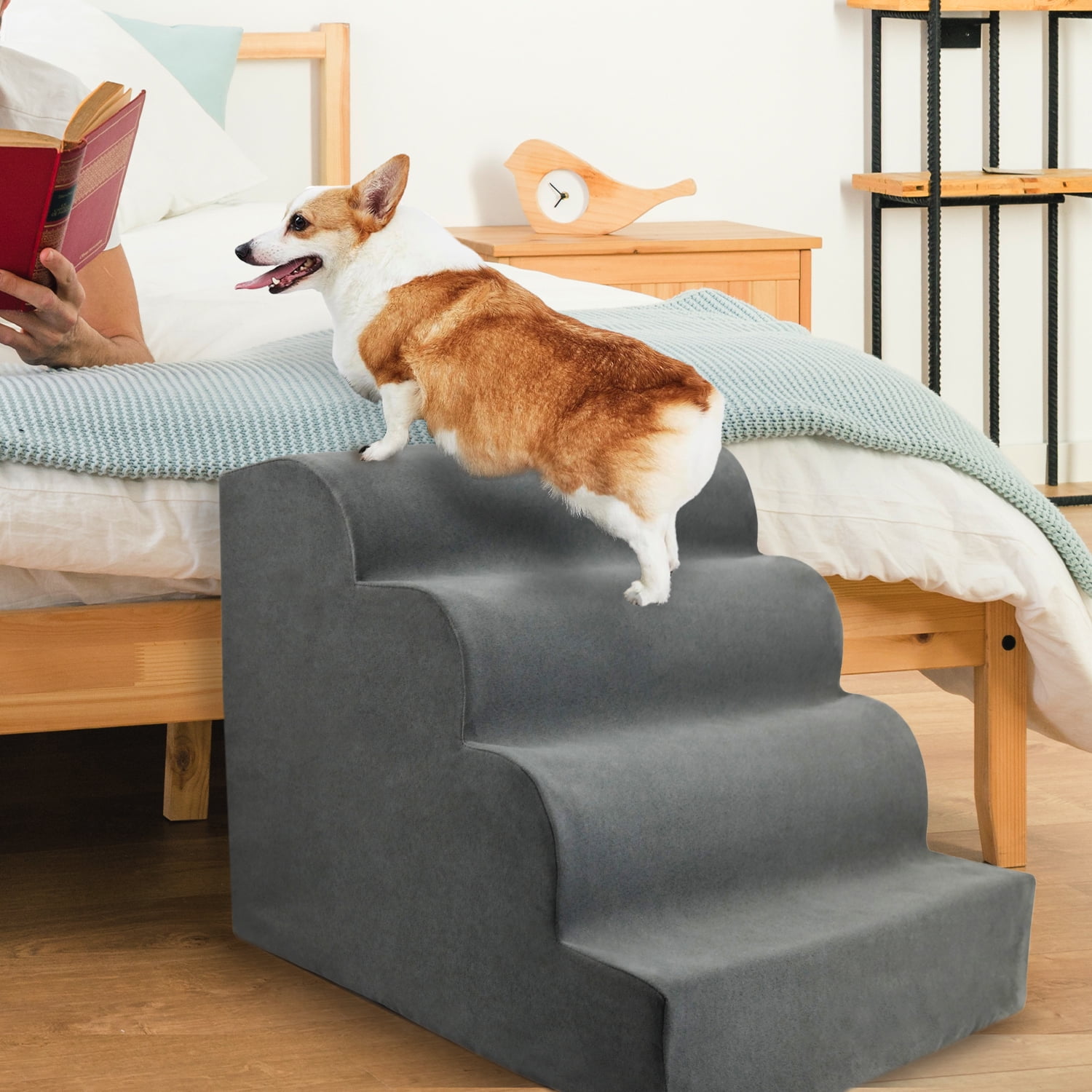 Precious Tails High Density Foam Scalloped 4 Steps Pet Dog Stairs