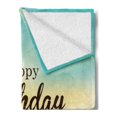 thumbnail image 2 of Birthday Soft Flannel Fleece Throw Blanket, Sincere Greeting Message on a Blurred Background Celebration Theme, Cozy Plush for Indoor and Outdoor Use, 60" x 80", Turquoise Green Yellow, by Ambesonne, 2 of 5