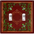 thumbnail image 1 of Metal Light Switch Plate Cover Elegant Green Floral Vine Frame Maroon FRA043, 1 of 13