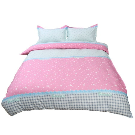 Hearts Pattern Duvet Cover Pillowcase Quilt Bedding Set Queen City Night Pattern Duvet Cover Pillowcase Quilt Bedding Set King Size Image 1 Of