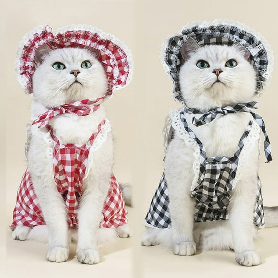 AURORA TRADE 1 Set Pet Skirt Soft Lightweight Comfortable Eye-catching Decoration Photograph Props Polyester Classic Plaid Pet Dress Kit for Summer