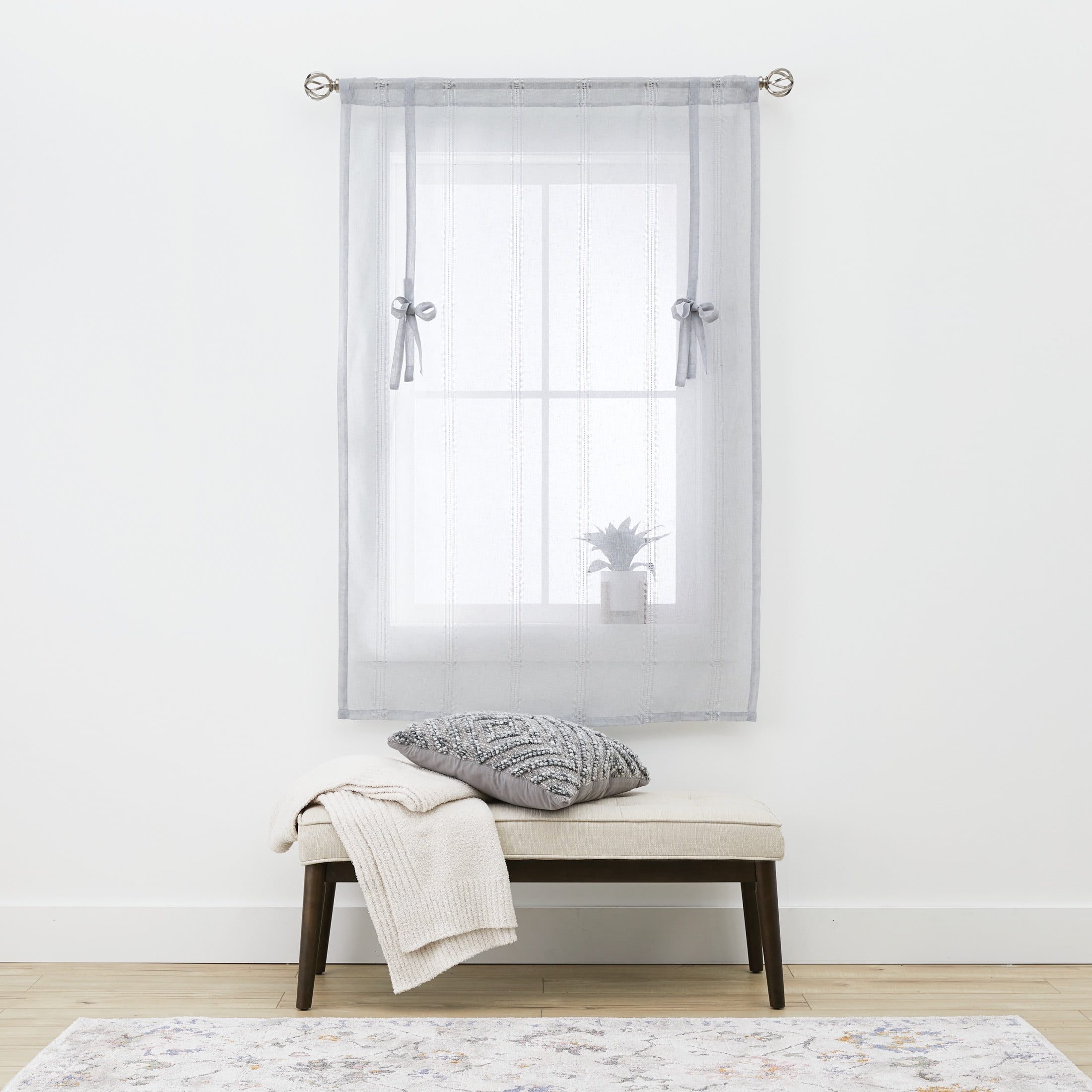 Better Homes & Gardens Specialty Stitch Balloon Shade, Soft Silver, 42 in x 63 in, 1 Panel
