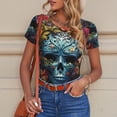 thumbnail image 6 of Fotbe Butterfly Flower Skull A Women's Crew Neck Short Sleeves Bodysuit Tops Round Neck Slim Sleeveless Soft Comfortable Basic-Large, 6 of 7