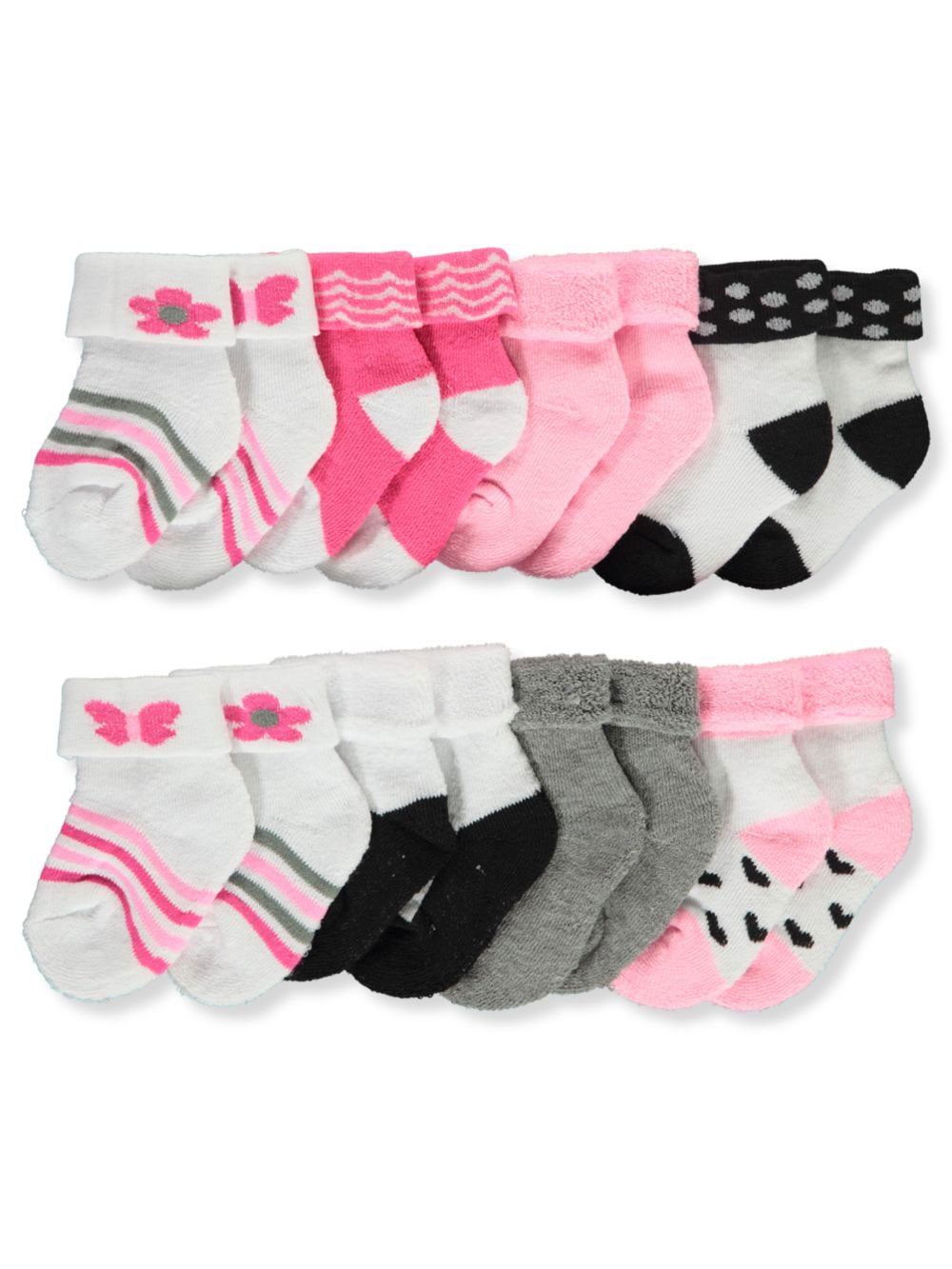 3 Pairs Baby Girls Heart & Butterfly Socks Pack Of 3 Socks 0-0 0-2.5 3.5-5 4B609 