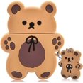 thumbnail image 2 of Funda protectora de silicona completa con diseño de oso y galleta, compatible con AirPods 2 y 1, para niños y mujeres (marrón oscuro), 2 of 5