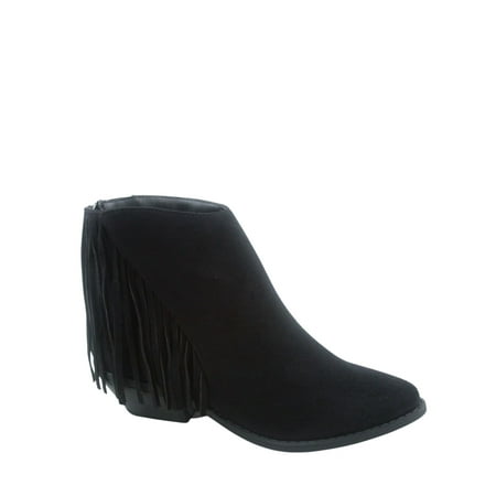 

Volley Women s Low Heel Fringe Western Pointy Toe Ankle Booties Shoes ( Black 6 )