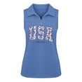thumbnail image 5 of CAIXIA 4Th Of July Shirts Women Summer Sleeveless Tank Tops Zipper V Neck Ribbed Dressy Casual Blouses America 250 Flag Loose Business Polo Shirts, 5 of 5