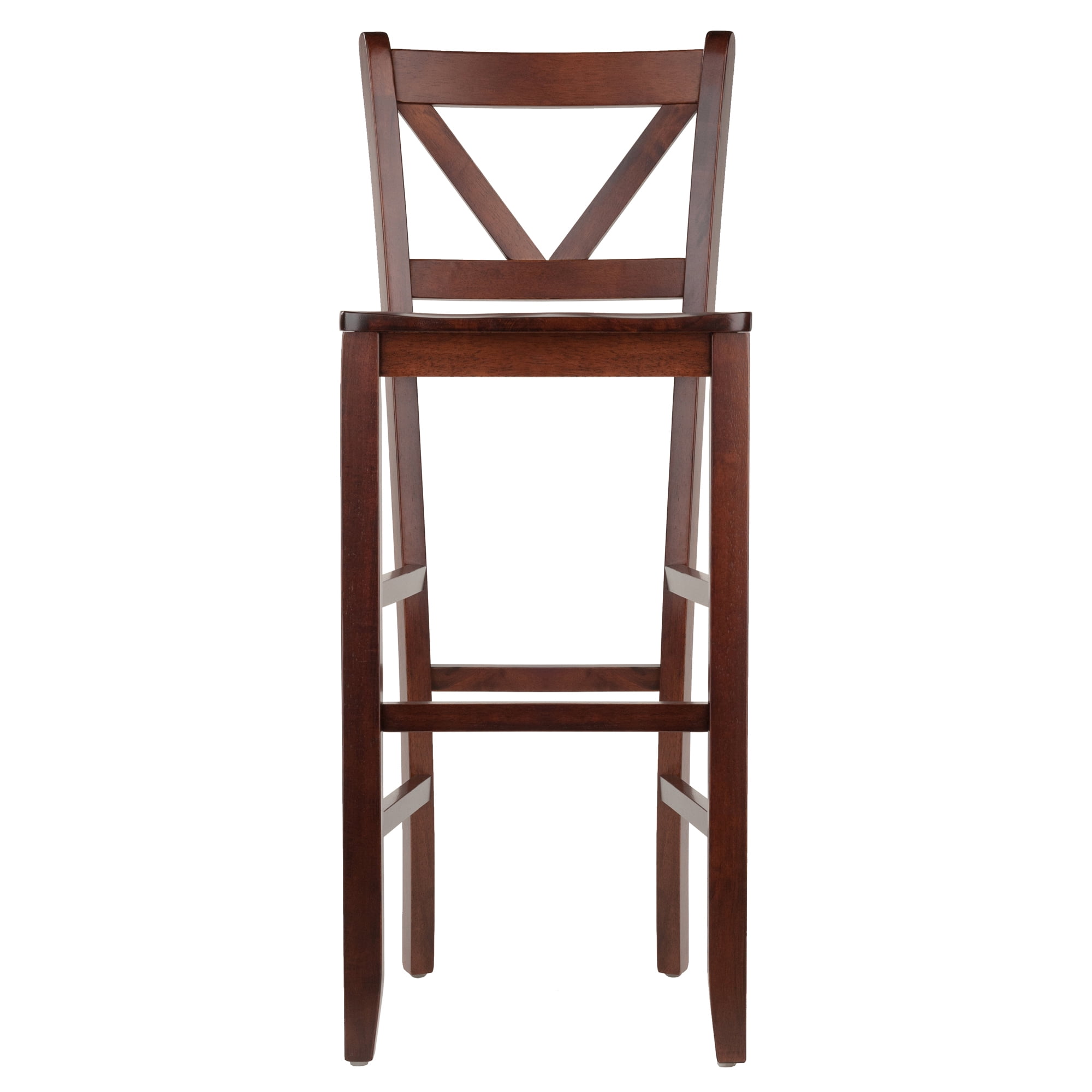 Winsome Wood Victor 30" V-Back Bar Stool, Set of 2, Walnut Finish