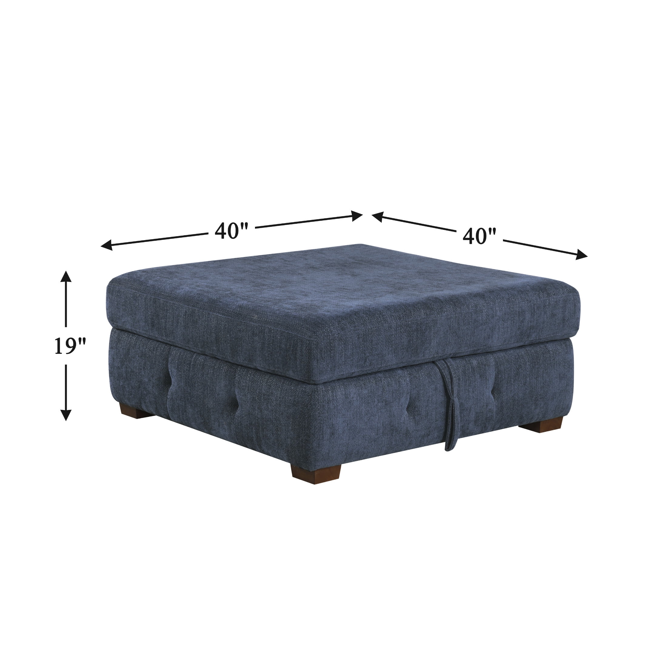 OakvillePark Sund Contemporary Chenille Storage Ottoman, Blue