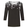 thumbnail image 4 of Ladies Tops and Blouses,3/4 Sleeve Tops for Women Crew Neck Outfits Print Blouses Business Work T Shirts Classic Basic Tees Casual Tunic, 4 of 5