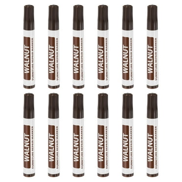 Uxcell Furniture Repair Wood Markers, 12 Pack Walnut Touch Up Filler Sticks, Oil Based Paint Markers for Scratches, Wood Floors