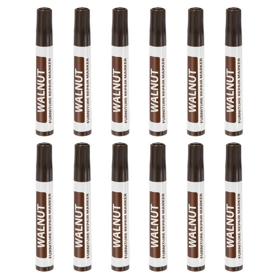 Uxcell Furniture Repair Wood Markers, 12 Pack Walnut Touch Up Filler Sticks, Oil Based Paint Markers for Scratches, Wood Floors
