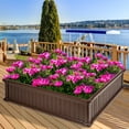 thumbnail image 3 of Gymax 48.5'' Raised Garden Bed Square Plant Box Planter Flower Vegetable Brown, 3 of 10