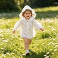 thumbnail image 6 of TSHXS Girls Clothes Infant Girls Floral Ruffle Hooded Sun Protection Shirt Jacket Button Front Light Thin Spring Outdoor Coat(2-3 Years,White), 6 of 9