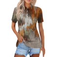 thumbnail image 3 of JoveMarine Women's Short Sleeve Button Up Shirt with Lapel Collar Striped Plaid Print Blouse Casual Work Top for Daily and Office Wear Spring/Summer Light Brown S, 3 of 6