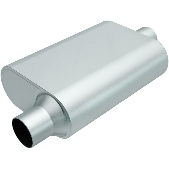 Rumble Exhaust R22441 Replacement RUMBLE Muffler; Oval; 13 in. x 4.25 in. x 9.5 in.; Overall Length 19 in.; 2.25 in. Inlet/Outlet; Offset/Center; Stainless Steel;