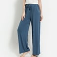 thumbnail image 5 of Defitshape Women's Pajama Bottoms Soft Lightweight Elastic Waist Sleep Pants Pj Straight Leg Solid Drawstring Blue Large, 5 of 5