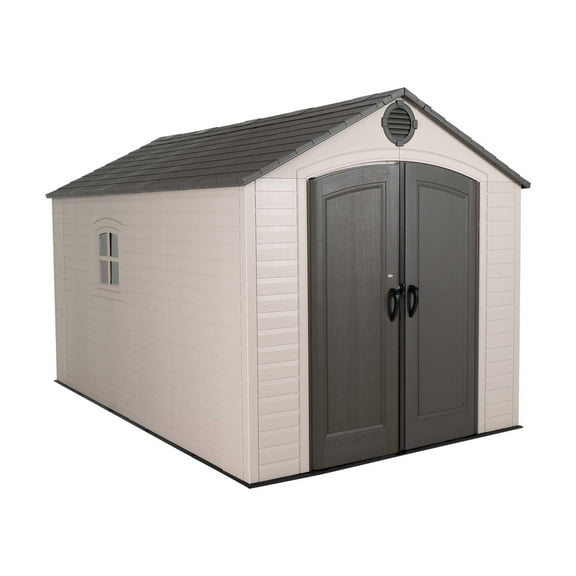 Lifetime Lockable Polyethylene Storage Shed, 90 Sq. ft., 8' x 12.5', Tan & Brown (6402)