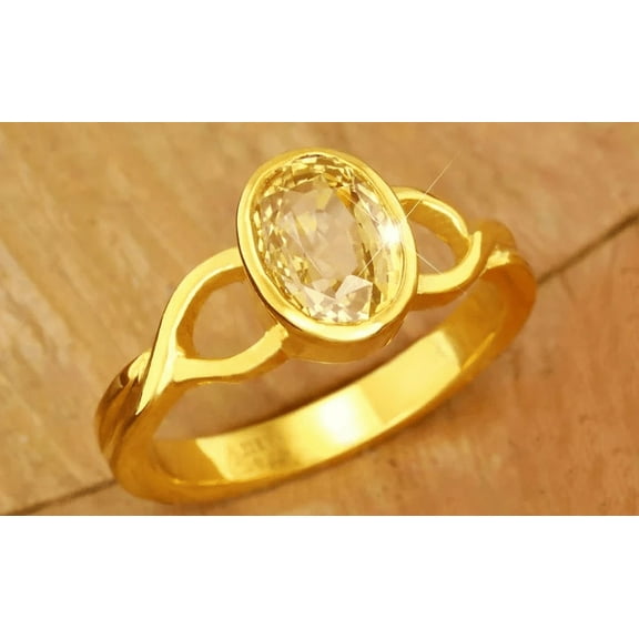 Maa Karni Natural Natural Yellow Sapphire Ring 925 Sterling Silver 22k Gold Plated Ring 3.50 Ct. AAA  Quality Birthstone Astrology Sapphire Handmade Ring for women