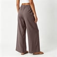 thumbnail image 5 of Utoimkio Women's Side Tie Linen Wide Leg Pants Elastic Ruched Waist with Side Pockets for Beach Vacation Daily Walking, 5 of 7