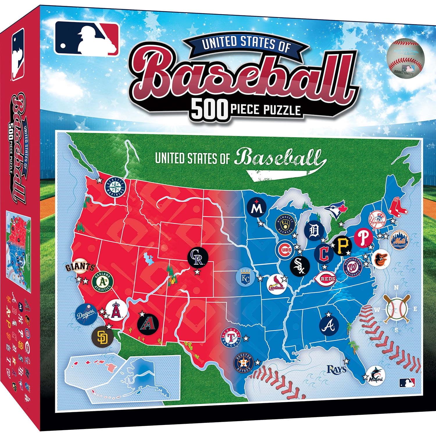 125th ANNIVERSARY　USA BASEBALL MAP パズル MasterPieces MLB - Iconic Baseball Sports League Map, 500