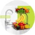 thumbnail image 2 of Fuleadture 2 Tier Disassembly Square Hanging Fruit Baskets with Banana Holders in Kitchen for countertop,(Bronze), 2 of 6