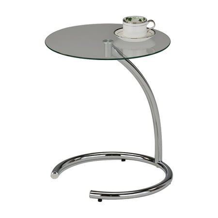 - Nadira Chrome Metal & Glass Modern 16-Inch Round Accent Side End Plant Stand Display Table