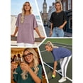 thumbnail image 6 of MOSHU Oversized T Shirts for Women Quilting Stitching Womens Shirts Classic Trendy Casual Tops, 6 of 7