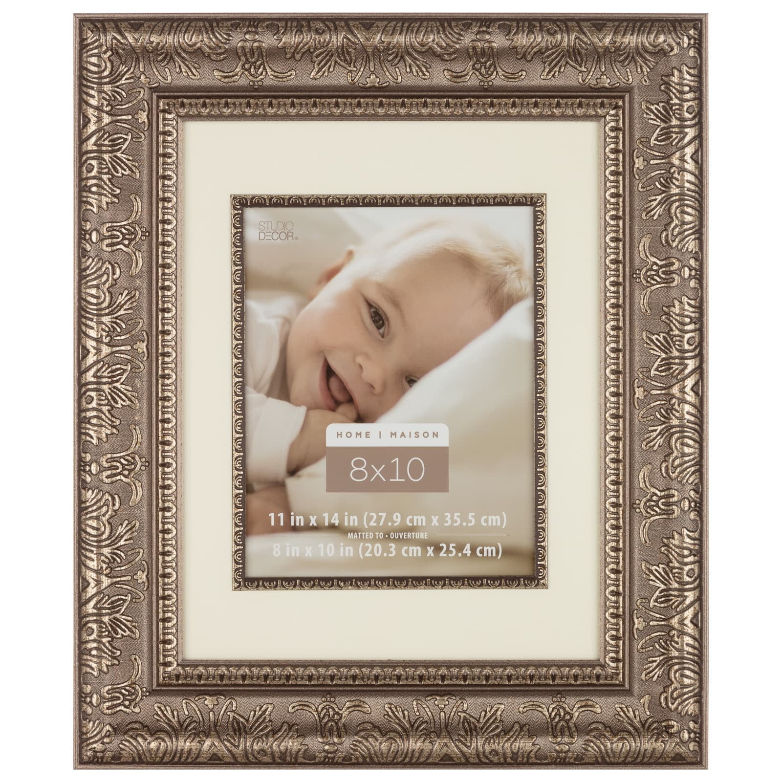 8 Pack Silver 8" x 10" Floral Frame with Mat, Home Collection by