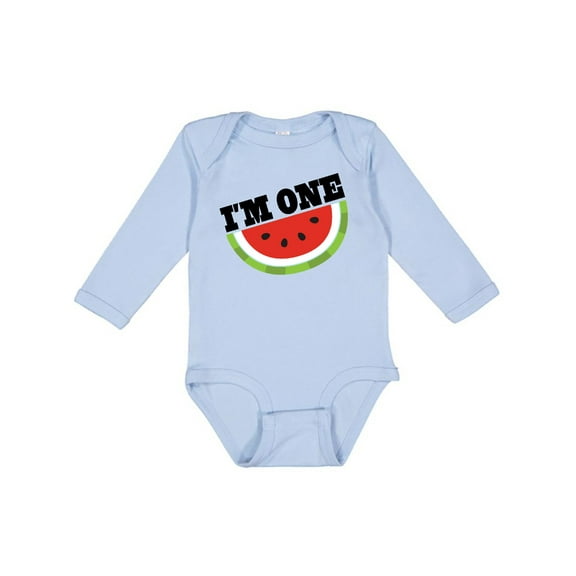 Inktastic I'm One 1st Birthday Watermelon Boys or Girls Long Sleeve Baby Bodysuit
