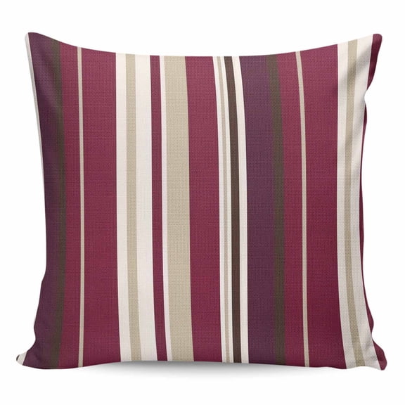 Throw Pillow Covers 16x16 Inch, Rose Red Purple Stripes Decorative Pillow Cases for Couch Sofa Bed, Farmhouse Colorful Abstract Lines Cotton Linen Square Home Decor Pillowcases with Hidden Zipper