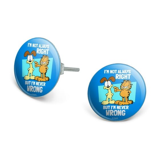 Garfield and Odie I'm Never Wrong Novelty Silver Plated Stud Earrings