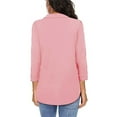 thumbnail image 4 of Aboser Ladies Tops and Blouses Dressy Casual Collared Tunic Top Flowy 3/4 Length Sleeve Shirts Solid Color V Neck T Shirt Loose Fit Work Blouse, 4 of 6