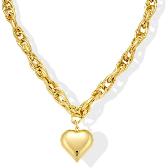 Gold Heart Quality Pendant Necklace Chunky Multistrand Paperclip Choker Necklace Fashion Jewelry For Women[x715]